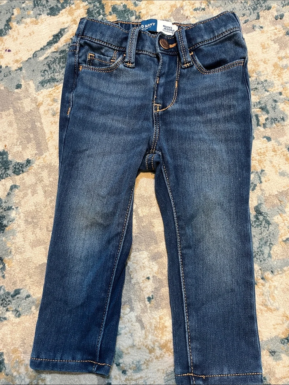 Old Navy Toddler Jeans Dark Blue Wash Rockstar Jeggings Adjustable Waist Sz18/24